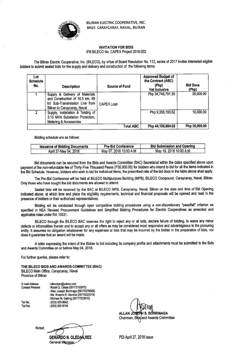 Read more about the article Supply and delivery and construction of 69kV line and 3.15 MVA substation