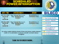 Scheduled Power Interruption in AREA 1 (Naval Area) and AREA 3 (Almeria, Culaba & Kawayan Area)