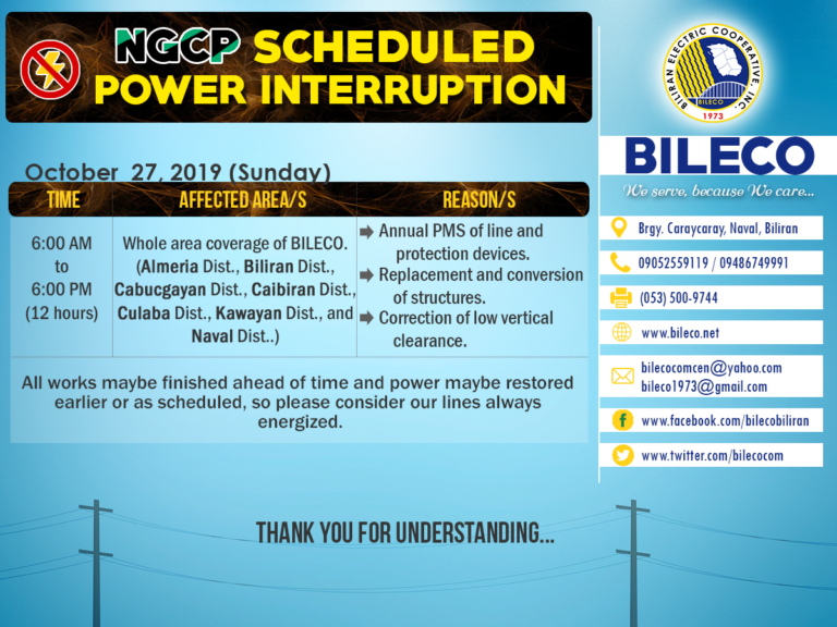 Read more about the article NGCP Scheduled Power Interruption (October 27, 2019)