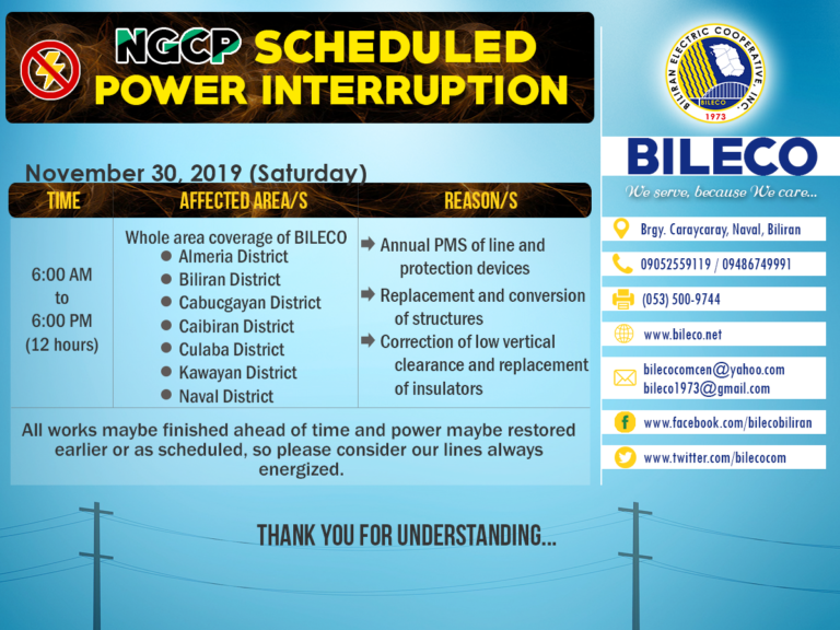Read more about the article NGCP Scheduled Power Interruption (November 30, 2019)