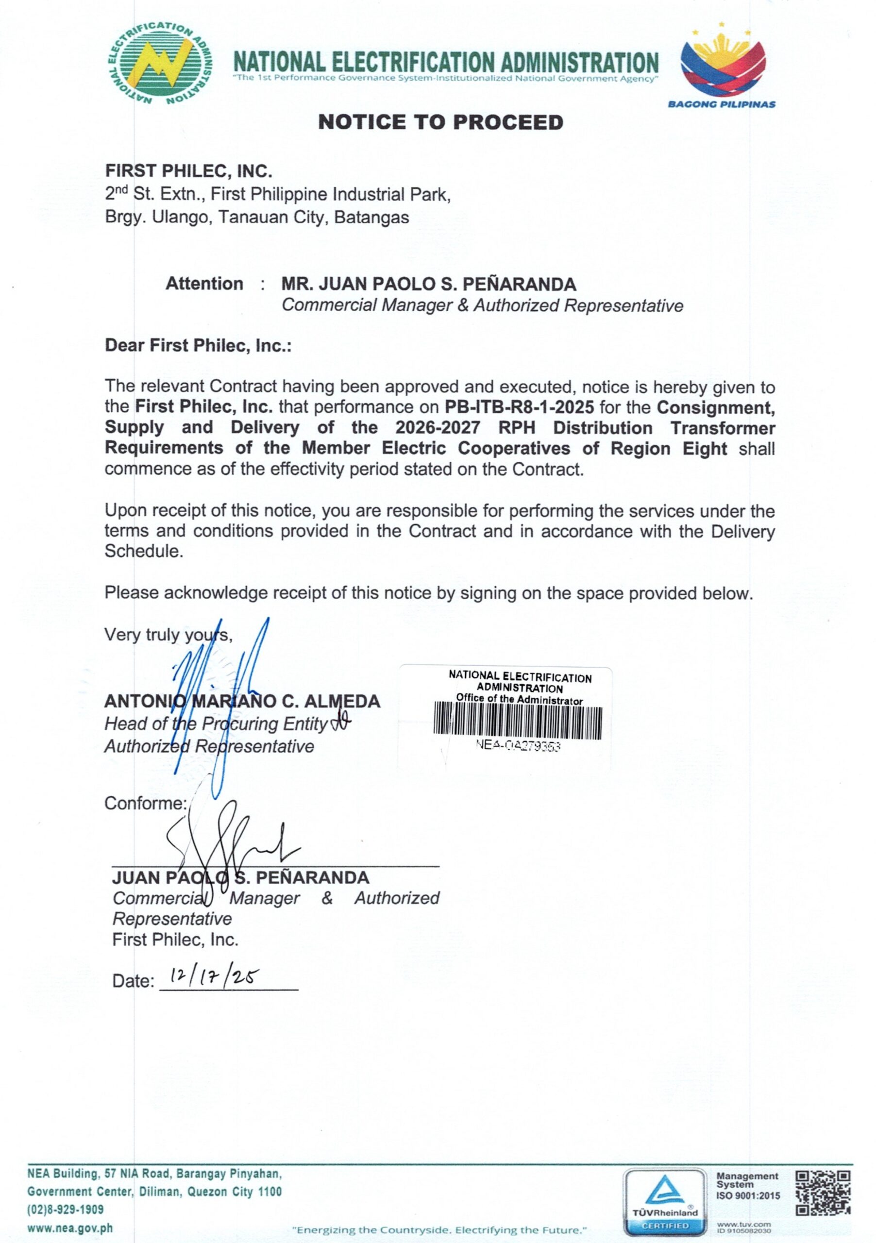 You are currently viewing NOTICE TO PROCEED