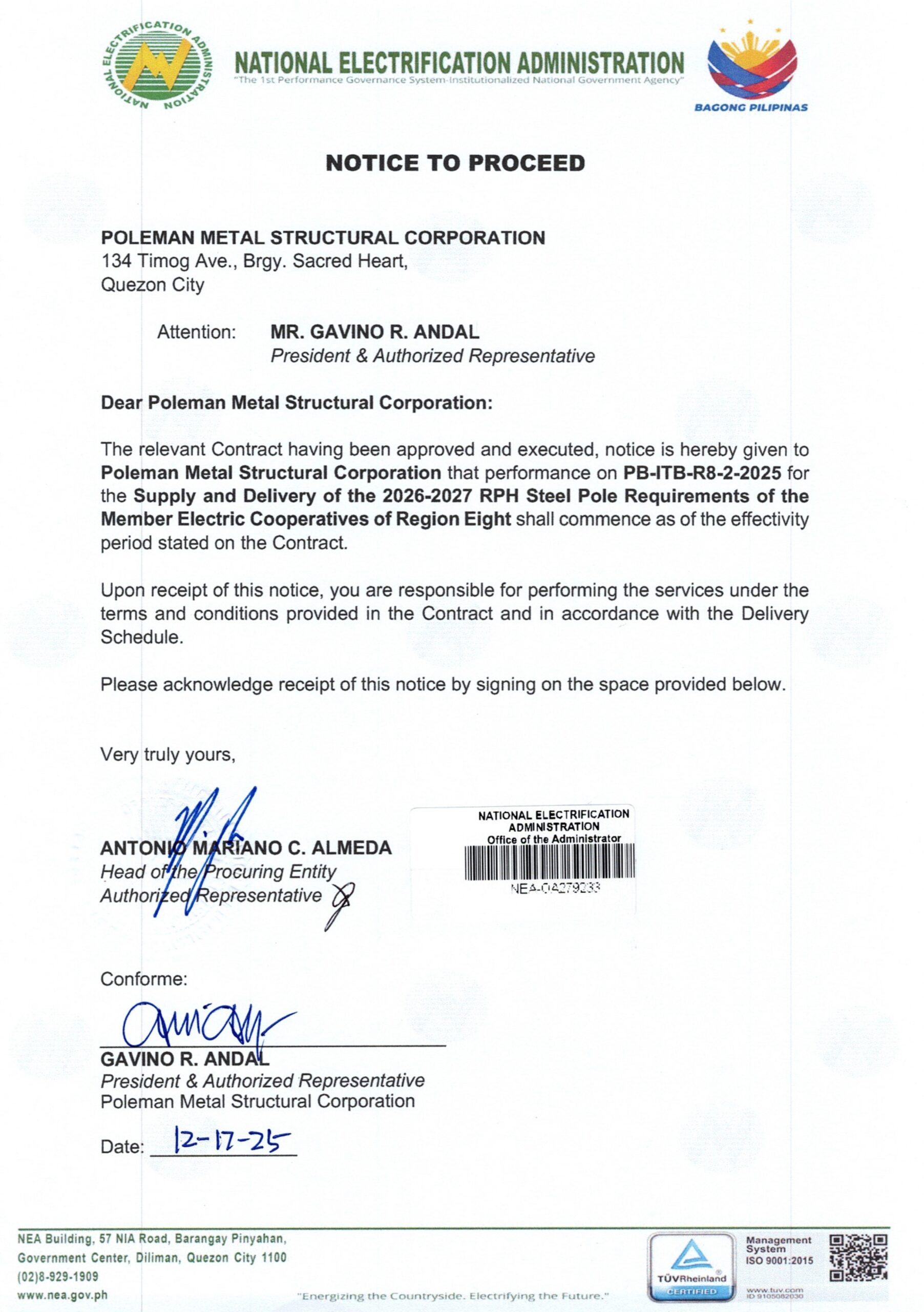 You are currently viewing NOTICE TO PROCEED