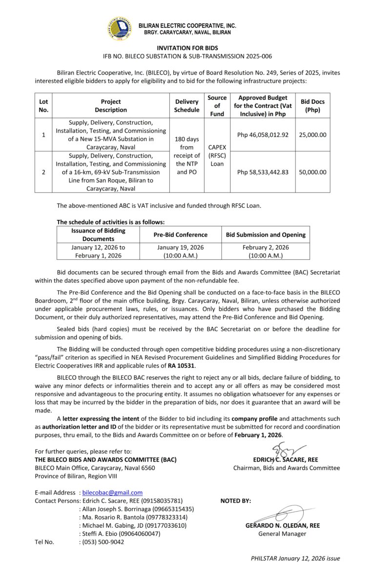 Read more about the article INVITATION FOR BIDS