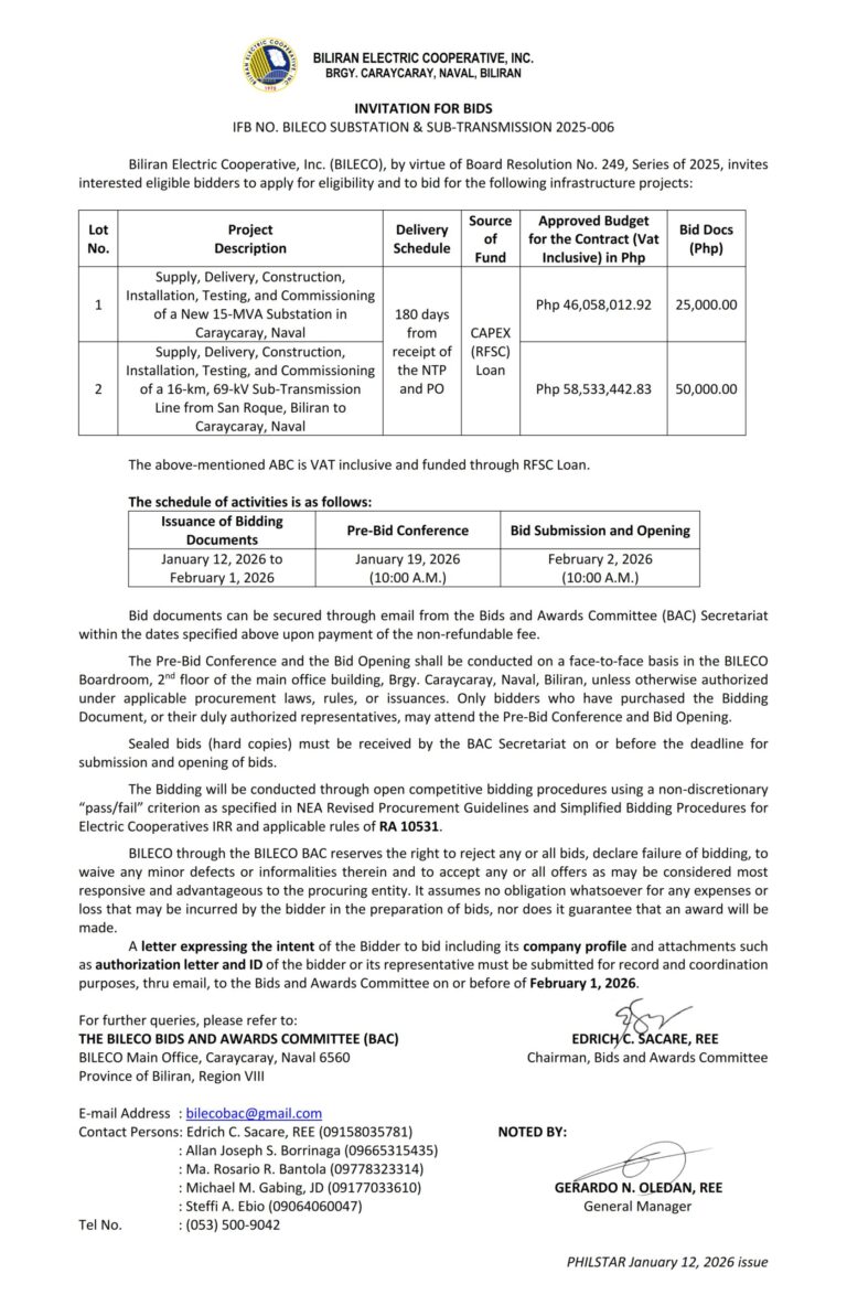Read more about the article INVITATION FOR BIDS